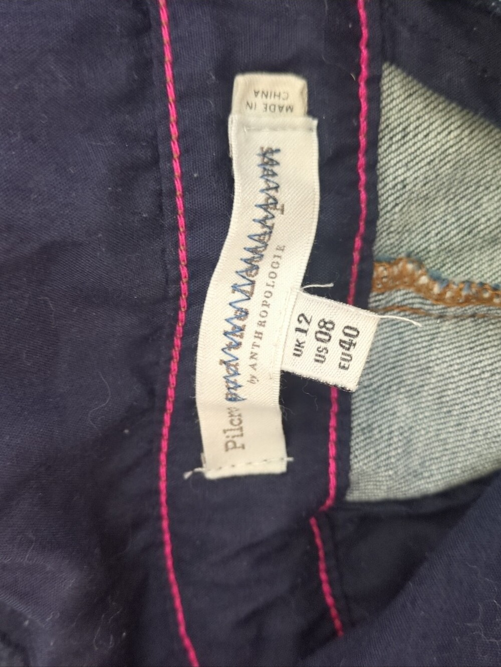 Anthro wide leg Pilcro dark denim Jumpsuit Overall 8 M - Picture 9 of 10